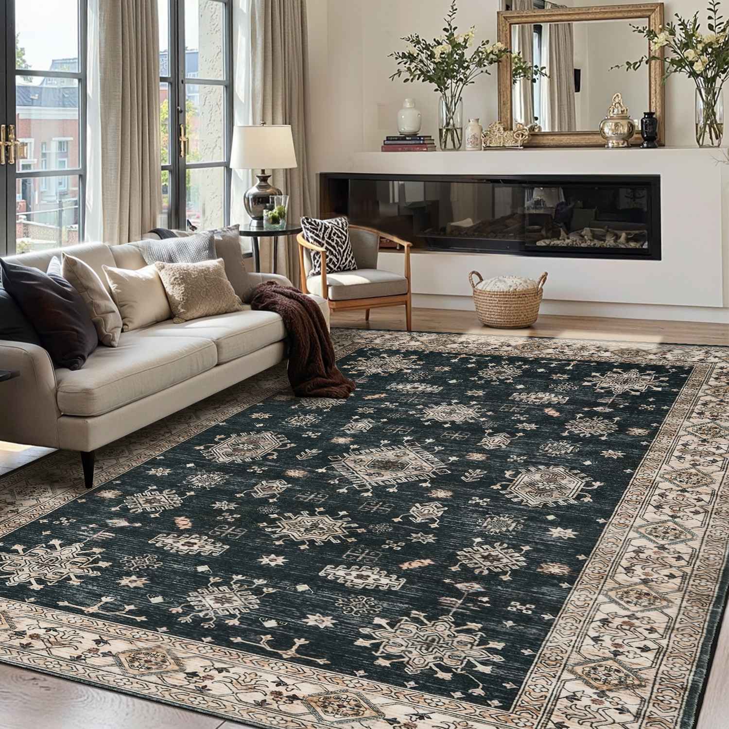 Flower Brick Window-Black(8'x10')